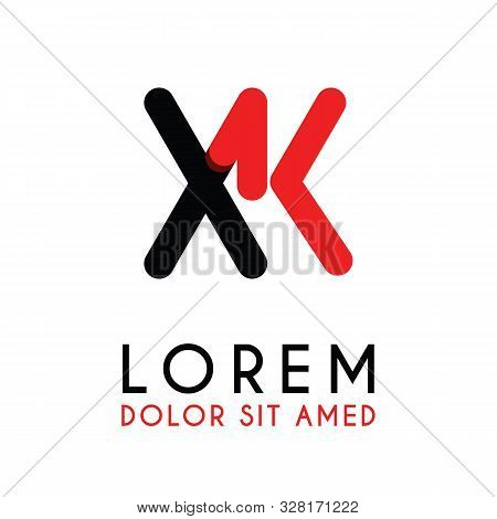 Initial Letter Xk With Red Black And Has Rounded Corners