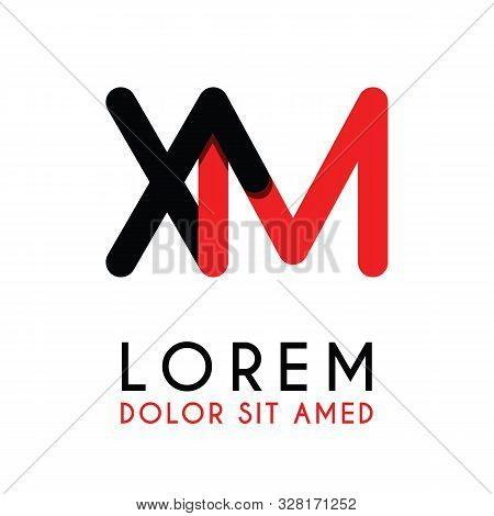 Initial Letter Xm With Red Black And Has Rounded Corners