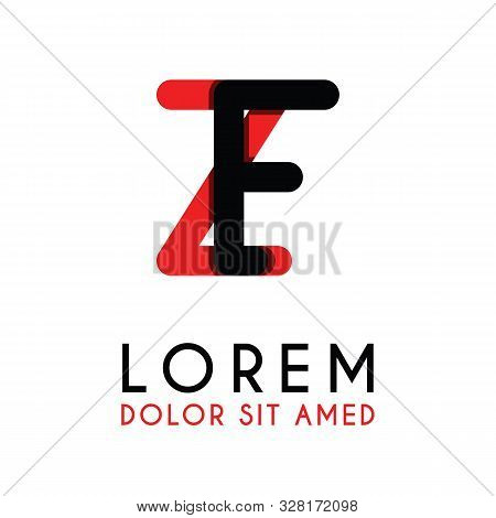 Initial Letter Zf With Red Black And Has Rounded Corners