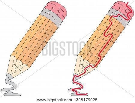 Orange Pencil Maze Forkids With A Solution