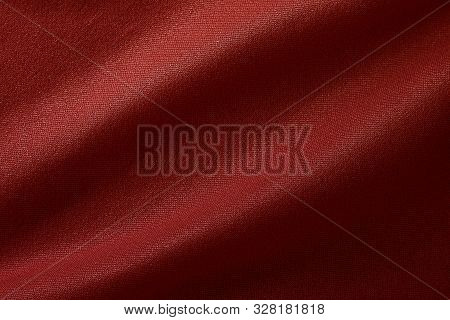 Dark Red Fabric Cloth Texture For Background And Design Art Work, Beautiful Crumpled Pattern Of Silk