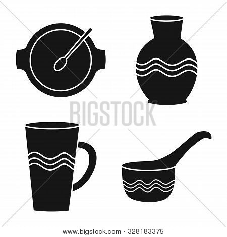 Isolated Object Of Clayware And Kitchen Icon. Collection Of Clayware And Tableware Vector Icon For S