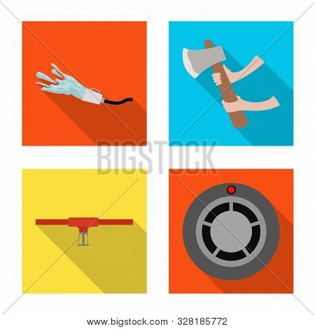 Isolated Object Of Firefighters And Fire Logo. Set Of Firefighters And Equipment Vector Icon For Sto