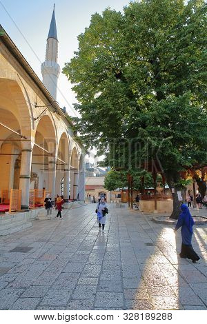 Sarajevo, Bosnia And Herzegovina - September 15, 2019: The Internal Courtyard Of Gazi Husrev Begova 
