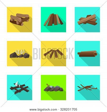 Vector Illustration Of Material And Logging Sign. Collection Of Material And Forestry Vector Icon Fo
