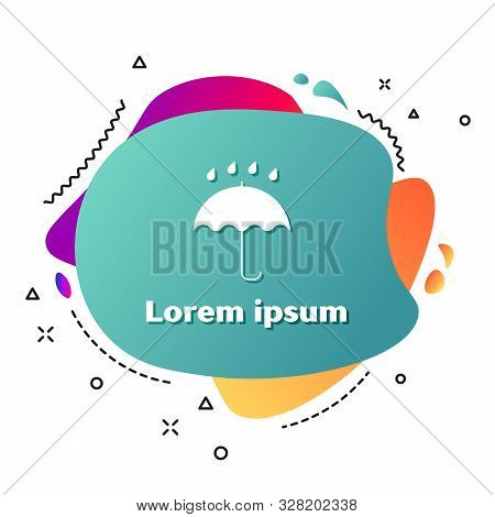 White Umbrella And Rain Drops Icon Isolated On White Background. Waterproof Icon. Protection, Safety
