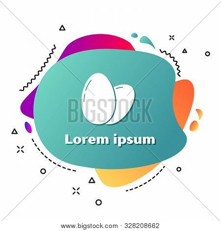 White Chicken Egg Icon Isolated On White Background. Abstract Banner With Liquid Shapes. Vector Illu