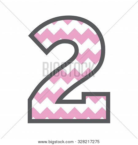 2 Two Chevron Number W Colorful Pink And White Pattern And Grey Border