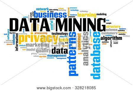 Data Mining - Online Info Harvesting And Storage Technology Concept. Word Cloud.
