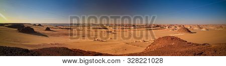 Panoramic Aerial View To Djiara, Ahoita, Daleyala And Boukkou Lakes Group Of Ounianga Serir Lakes At