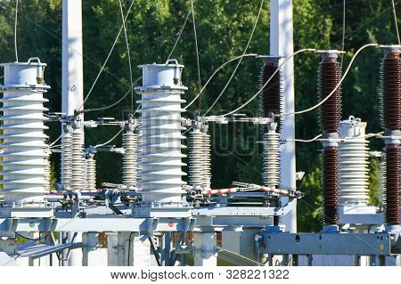 Electric Power Station Transformer High-voltage Equipment Strategic Object Power Unit. Power Station