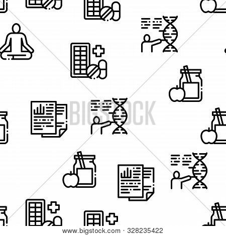 Biohacking Seamless Patternt Vector Thin Line. Contour Illustrations