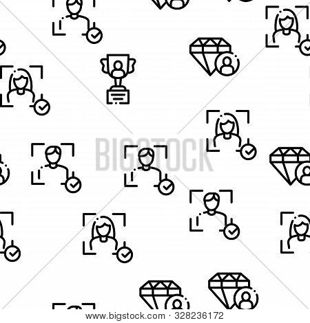 Human Talent Seamless Pattern Vector Thin Line. Contour Illustrations