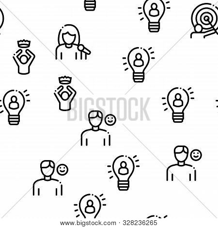 Human Talent Seamless Pattern Vector Thin Line. Contour Illustrations