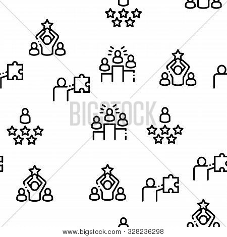 Human Talent Seamless Pattern Vector Thin Line. Contour Illustrations
