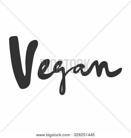 Vegan. Green Eco Bio Sticker For Social Media Content. Vector Hand Drawn Illustration Design.