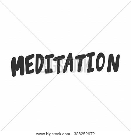 Meditation. Sticker For Social Media Content. Vector Hand Drawn Illustration Design.