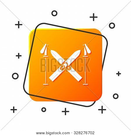 White Ski And Sticks Icon Isolated On White Background. Extreme Sport. Skiing Equipment. Winter Spor