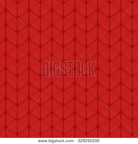 Christmas Seamless Knitting Background. Red Knitted Pattern