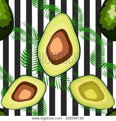 Organic Vegetarian Avocado Seamless Repeating Pattern - Flat Style Illustration