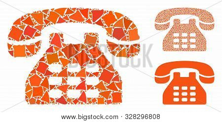 Phone Mosaic Of Ragged Pieces In Various Sizes And Color Hues, Based On Phone Icon. Vector Tremulant