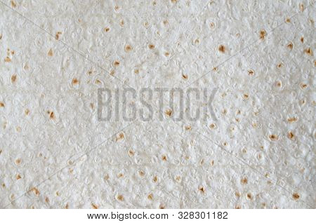 Homemade Flat Pita Bread Turkish Lavash Background Texture Top View