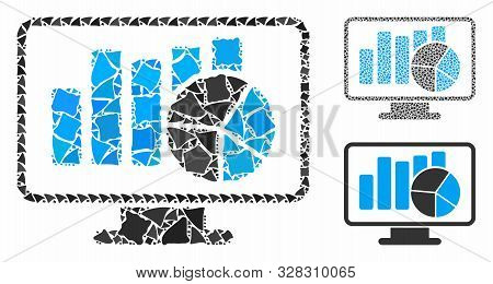 Statistics Monitoring Mosaic Of Tremulant Parts In Various Sizes And Color Tints, Based On Statistic