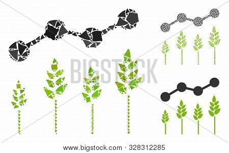 Crop Analytics Mosaic Of Rough Elements In Variable Sizes And Color Hues, Based On Crop Analytics Ic