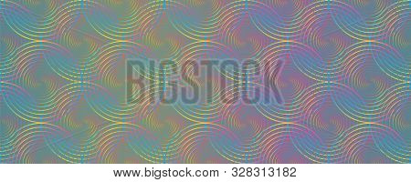 Rainbow Holographic Circles Optical Illusion Seamless Pattern Vector Graphic Design. Rainbow Hologra