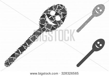 Happy Spoon Mosaic Of Joggly Items In Different Sizes And Color Hues, Based On Happy Spoon Icon. Vec