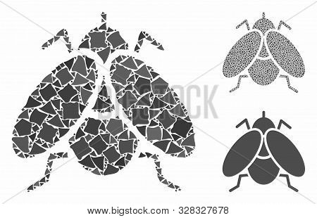 Fly Insect Composition Of Ragged Items In Different Sizes And Shades, Based On Fly Insect Icon. Vect