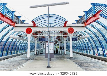 Amsterdam, Netherlands, 10/12/2019: International Bus Station And Metro Station.