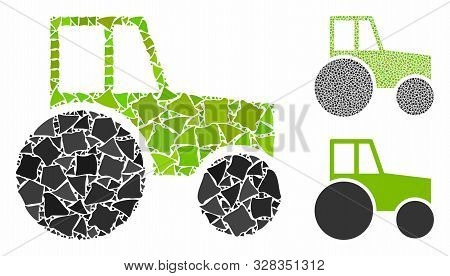 Wheeled Tractor Mosaic Of Bumpy Parts In Various Sizes And Color Tints, Based On Wheeled Tractor Ico