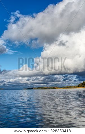 Beautiful Cloudscape Over The Sea. Finland, Tammisaari. Can Be Used As Background, Walpapers, Postca