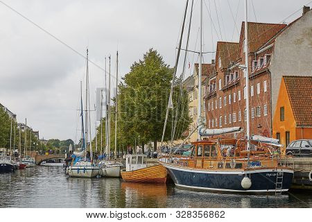 Canal Tour: Beautiful View On Copenhagen Water Front. Canal Tours Copenhagen Is A Wonderful Way Of S
