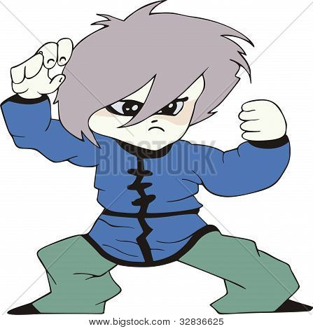 Ragazzo come combattente di arti marziali