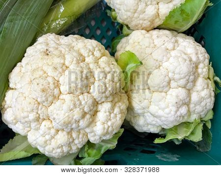 fresh cauliflower at the market