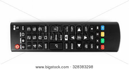 Tv Remote Control Black On White Background