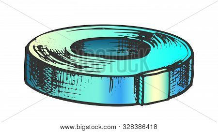Adhesive Tape Stationery Equipment Color Vector. Sticky Tape Roll Repairing Accessory. Sellotape Ree