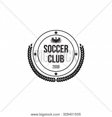 Black Circle Badge For Soocer Club With Shield And Stars.