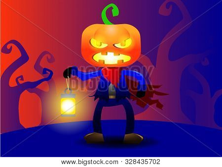 Pumpkim Head Jack O Lantern Halloween Vectorial