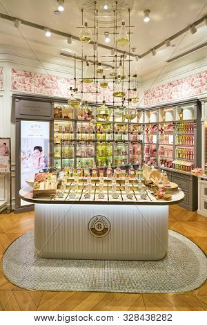 SHENZHEN, CHINA - CIRCA APRIL, 2019: products on display at Roger & Gallet store in Coastal City shopping mall.