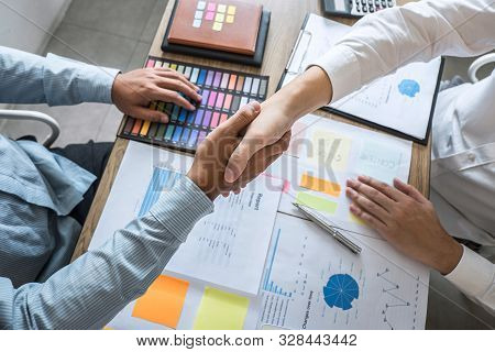 Handshake Of Two Business People Meeting Collaboration After Contract Agreement To Become A Partner.