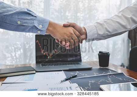 Businessman Shaking Hands After Conversation, Finishing Up A Collaboration Discussing Of Partner Coo