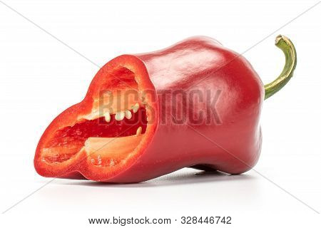 One Half Of Sweet Red Bell Pepper Isolated On White Background