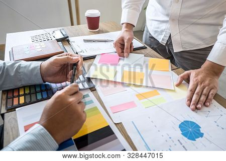Business Team Casual Presentation Conference On Meeting To Planning Investment Project Working And S