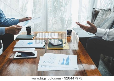 Business Team Partner On Meeting Brainstorming In Investment Ideas Marketing Planning Project And Pr