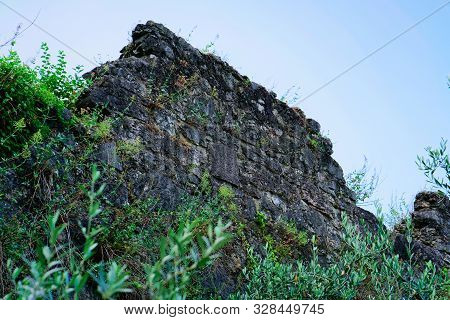 Landscape With Rock In Sarca Valley At Garda Lake