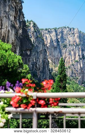 Landscape With Rock At Sarca Valley At Garda Lake