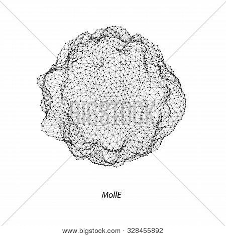 Wireframe Illustration Of Microworld Object. Molecular Or Virus Illustration